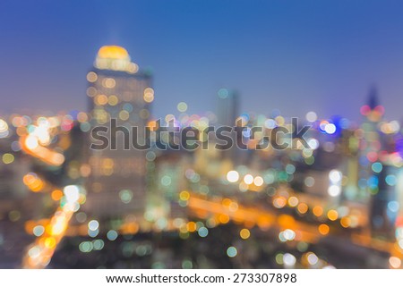 Abstract blur bokeh background of city aerial view