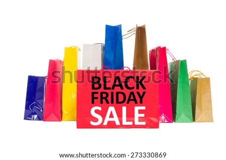 Black Friday Sale concept using shopping bags isolated on white background