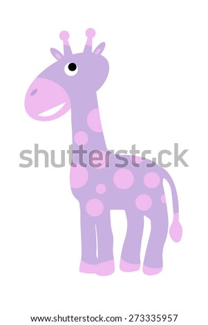 Kids giraffe cartoon in pink and purple colors