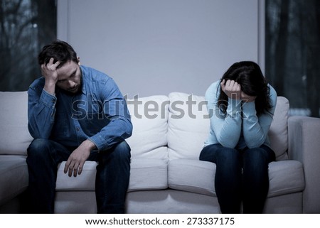 Picture of young couple having difficulties in relationship Royalty-Free Stock Photo #273337175