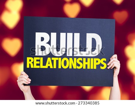 Build Relationships card with heart bokeh background
