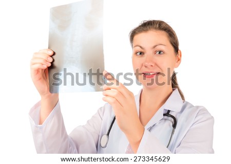 Horizontal portrait of doctor with x-ray in hands