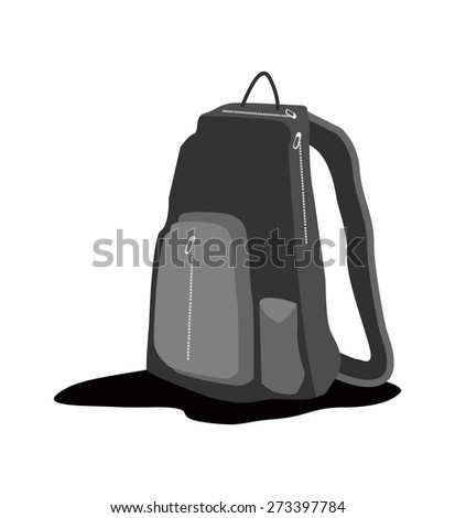 Education and Travel Concept, Illustration of A Black Backpack or School Bag Isolated on A White Background.
