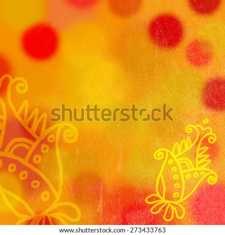 Orange bokeh abstract yellow background. Summer flowers background.
