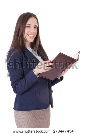 business woman with book isolated
