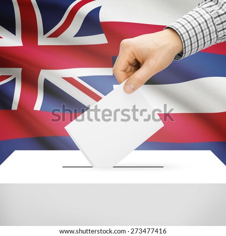 Ballot box with US state flag on background series - Hawaii