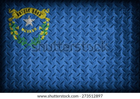 Nevada flag pattern on diamond metal plate texture ,vintage style