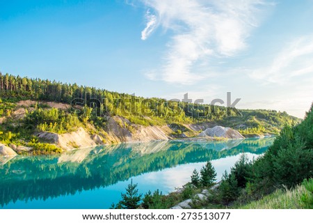 Chalk quarry filled with water in Belarus