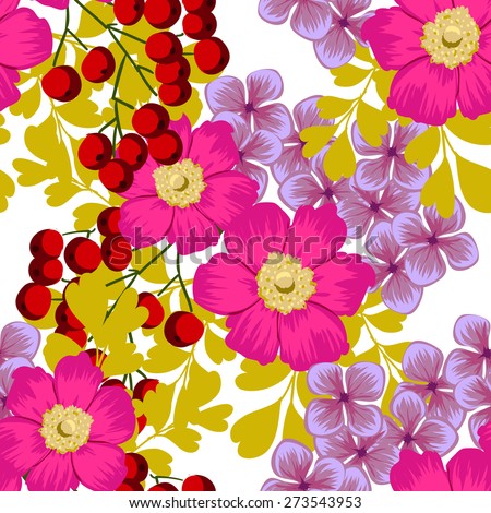 Flower blossom. Abstract elegance seamless pattern with floral elements. Flower background.