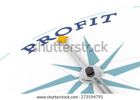 An image of a nice blue compass with the word profit