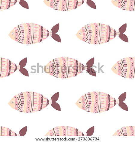 vector seamless pattern with fishes - Illustration