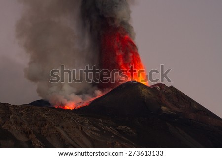 Volcano Etna Eruption Royalty-Free Stock Photo #273613133
