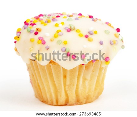 birthday cupcake on white