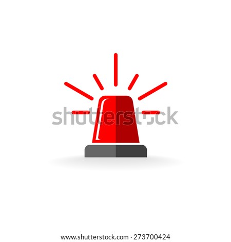 Police or ambulance red flasher siren logo. Flat style with line scatter rays. Royalty-Free Stock Photo #273700424