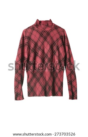 Red tartan sweater isolated over white