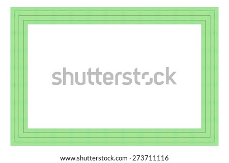 Green wooden frame isolated on white background.
