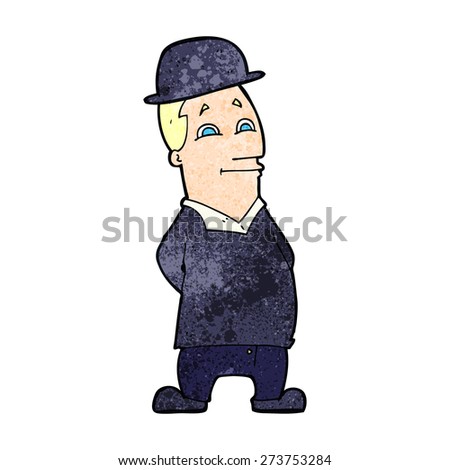 cartoon man in bowler hat