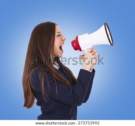 business woman with megaphone