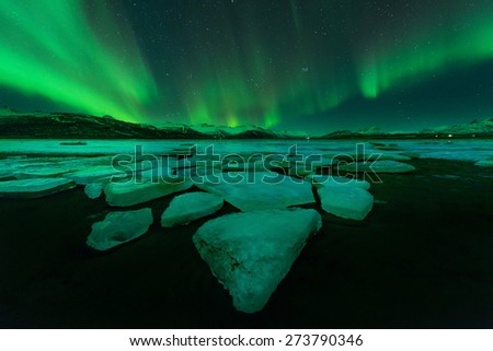 Northern lights (Aurora Borealis) in Iceland Royalty-Free Stock Photo #273790346