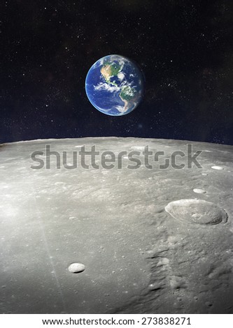 View from moon on earth. Elements of this image furnished by NASA Royalty-Free Stock Photo #273838271
