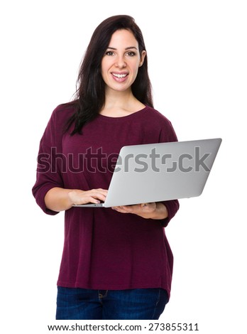 Brunette woman use of notebook computer