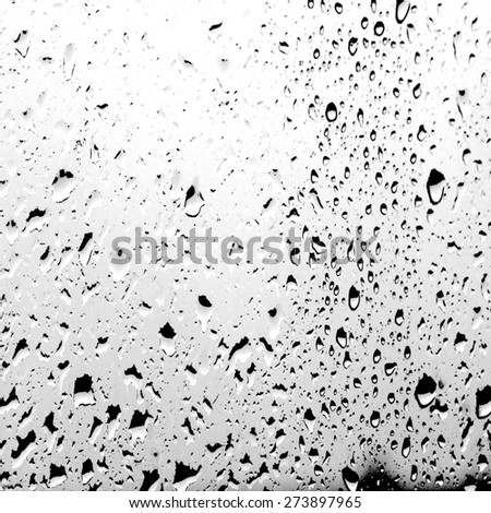 Rain water drops on glass