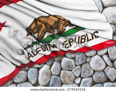 California Flag with stone