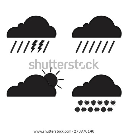 Clouds collection. Weather icons set. Web elements. Black illustration