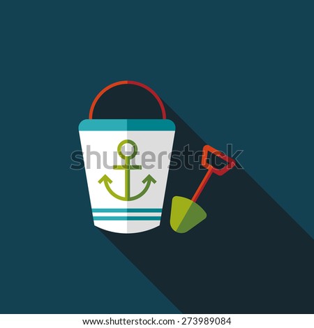 Toys for sand flat icon with long shadow
