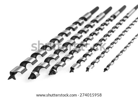Closeup of the augers isolated on the white background