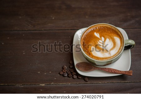 Latte Art coffee with coffee bean