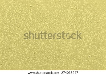 Yellow water drops background