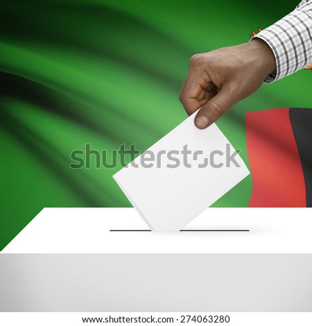 Ballot box with flag on background - Zambia