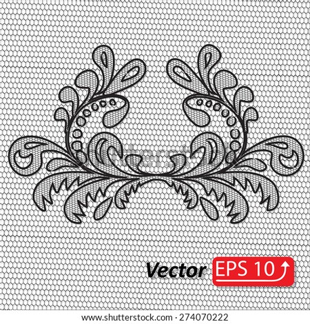 Black lace vector design background, ornamental flowers. Floral background.