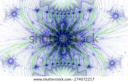 Abstract pastel green,blue,purple background with a detailed radiating pattern and detailed center