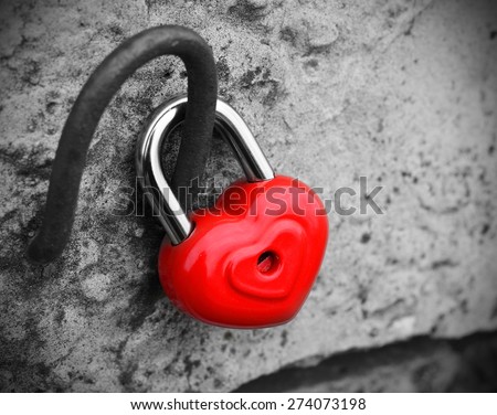 heart lock concept of love black and white photo red vintage retro