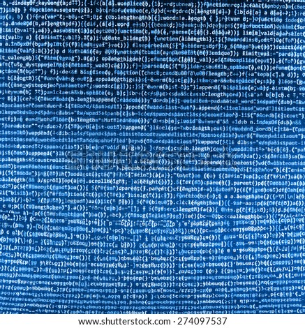 Coding programmer abstract background. Computer language script code screen. Blue  color.