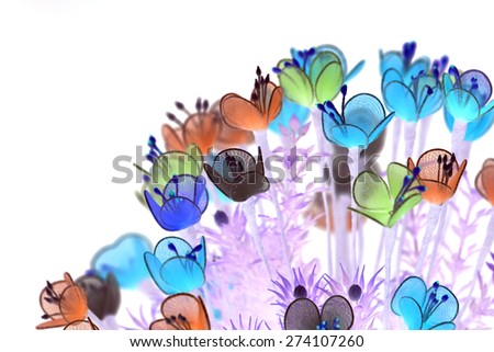 Abstract hand made flowers with inverse color for design element