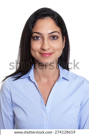 Passport picture of a smiling turkish businesswoman