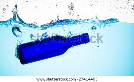 Bottle with splashing water