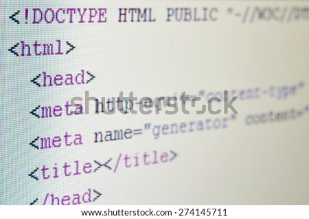 Web HTML source code on monitor