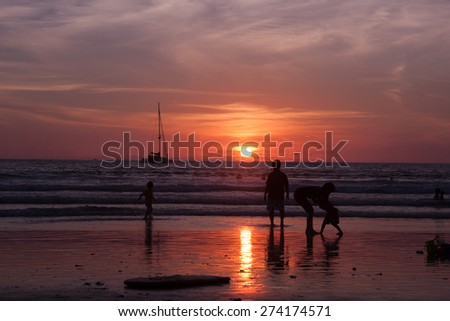 Sunset in the sea on silhouette in Aoyon phuket thailand