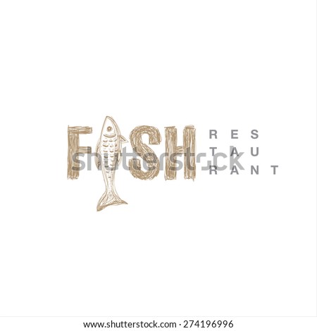 fish vector logo. Restaurant bar. Sample design concept. vintage style. Template
