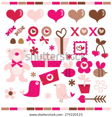 A vector illustration of valentine's day theme in fun retro whimsical style.