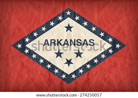 Arkansas flag on paper texture,retro vintage style