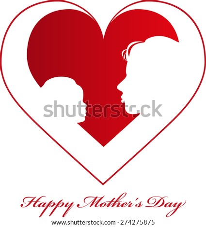 Happy Mother's Day - Lovely Greeting Card with silhouette of woman and baby