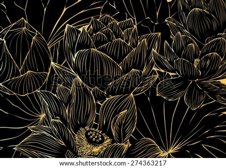 Vector lotus flower drawings for the background graphics
