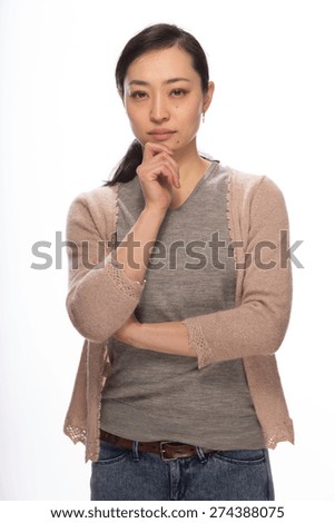 Young Asian woman in studio serious face portrait