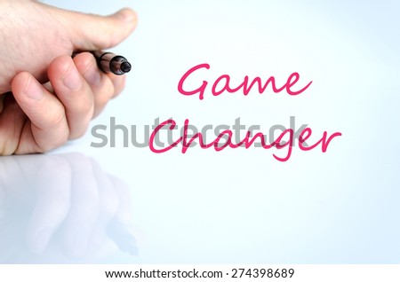Pen in the hand isolated over white background game changer concept