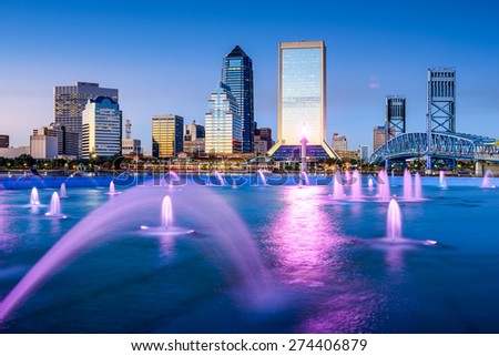 Jacksonville, Florida, USA skyline at Friendship Fountain.